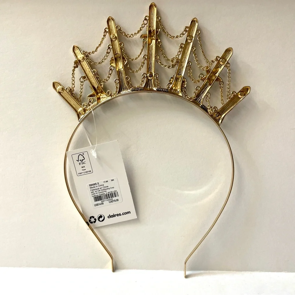 Claire’s Gold Glitter Shell and Pearl Mermaid Headband
